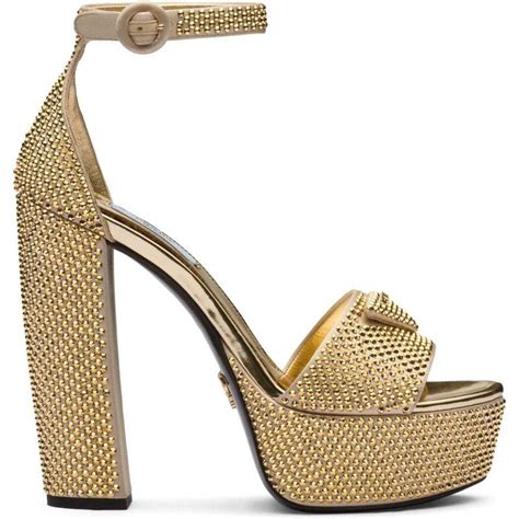 scarpe prada con borchie|Sandali infradito in pelle con borchie in Oro .